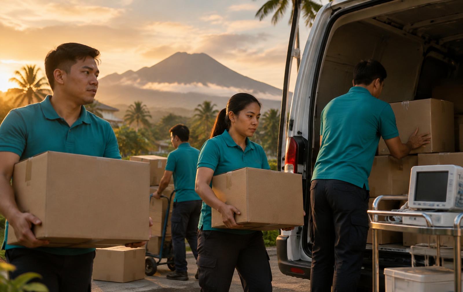 ConnectLokal team loading medical equipment for delivery in Davao